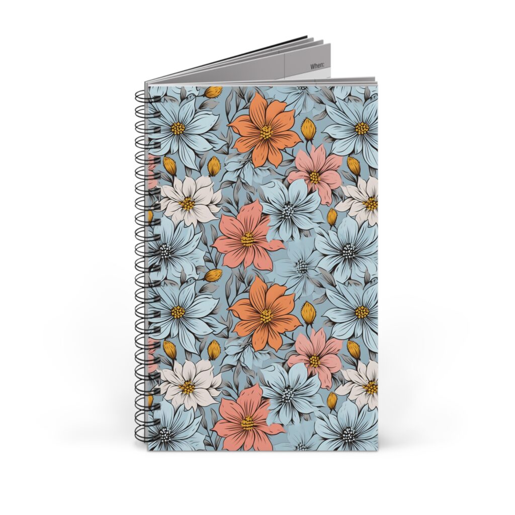 Mit farbenfrohem Blumenmuster und Spiralbindung zeigt das Aquarell Notizbuch einen kreativen Einband f&uuml;r Blanko-, Linien- oder Punktrasterseiten.