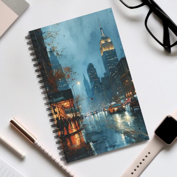 Aquarell Notizbuch New York Stadtszene – Ringbindung, Varianten: Blanko, Liniert, Punktraster, Planer