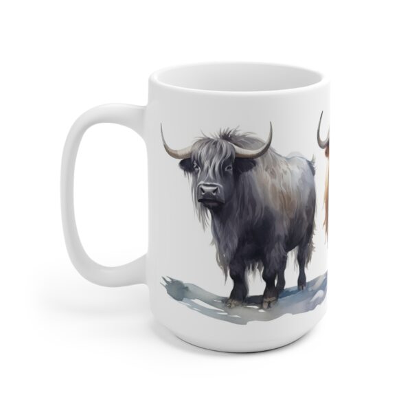 Longhorn Aquarell Tasse – Tierliebhaber Becher mit majestätischem Bergtier Design für Naturenthusiasten