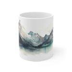 Bedruckte Geschenktasse mit Aquarell Landschaft - Alpen Berge Kaffeetasse für Natur-Liebhaber