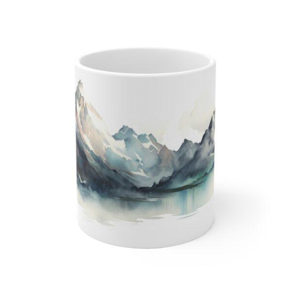 Bedruckte Geschenktasse mit Aquarell Landschaft - Alpen Berge Kaffeetasse für Natur-Liebhaber