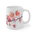 Ahornzweig Tasse – Aquarell Keramikbecher mit Naturmotiv für herbstliche Genussmomente