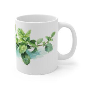 Aquarell Minze Becher - Elegantes Kräuter Design für Teeliebhaber und Teegenießer