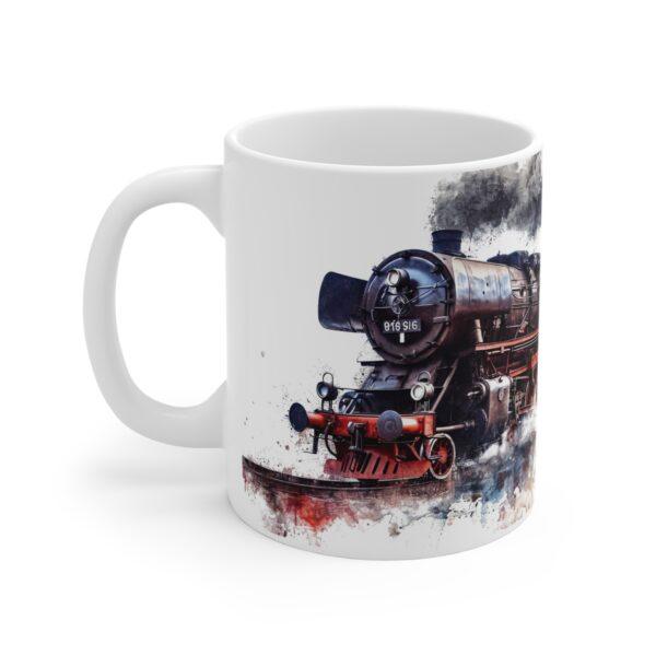 Dampflok Aquarell Tasse – Klassischer Eisenbahn Becher für Zugliebhaber und Historiker