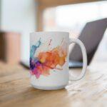 Künstlerische Aquarell Tasse mit abstrakten Wasserfarbenklecksen – Perfekt für Kreative und Kunstliebhaber