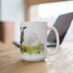 Weiße Keramiktasse mit süßem Schaf im Aquarell-Stil – Niedliche Tiermotiv-Tasse