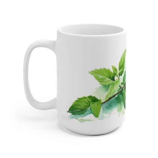 Erfrischende Minze Aquarell Tasse – Ideal für Teeliebhaber und Naturfreunde