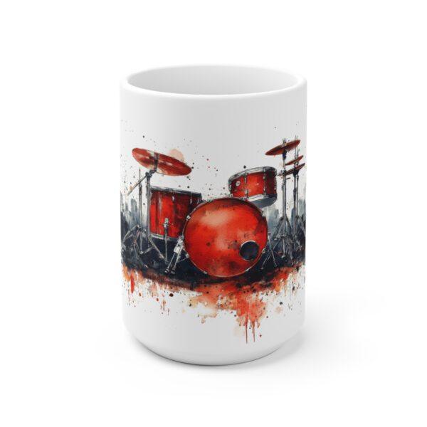 Keramiktasse mit Drumset Aquarell Design - Ideal für Musikliebhaber