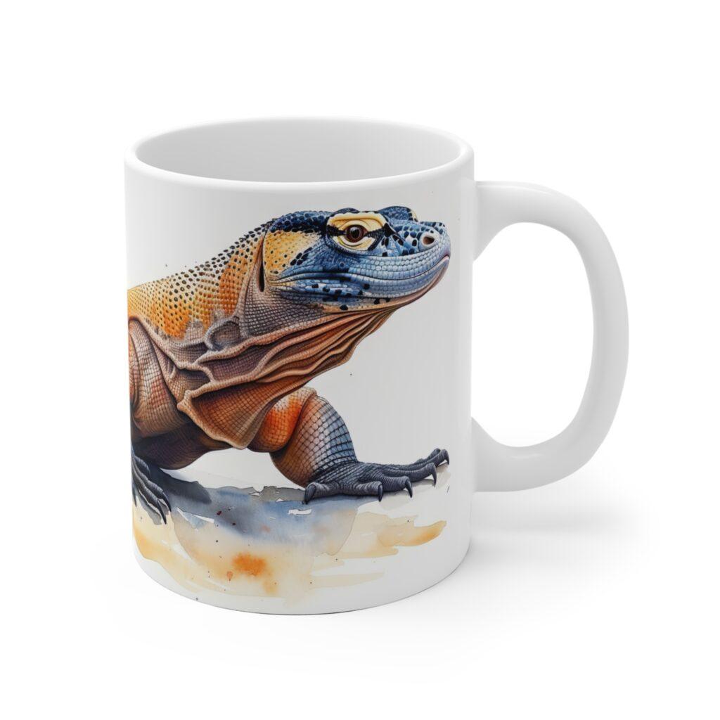 Komodo Drachen Aquarell Keramik Becher &ndash; Tierkunst f&uuml;r jeden Anlass