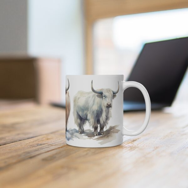 Longhorn Aquarell Tasse – Tierliebhaber Becher mit majestätischem Bergtier Design für Naturenthusiasten