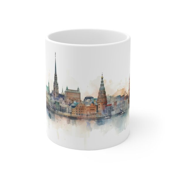 Aquarell Skyline Hamburg Tasse – Bedruckte Kaffeetasse als Geschenk