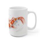 Weiße Kaffeetasse mit Koi Fisch Aquarell-Print | Ideal für Koi- und Fischliebhaber als Geschenk