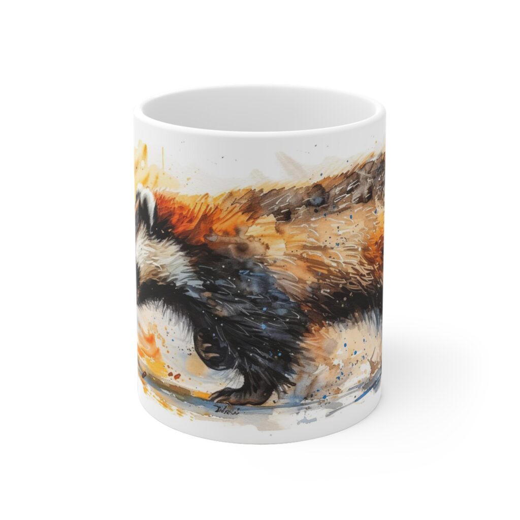 Aquarell Dachs Keramiktasse - Kunstvolles Design f&uuml;r Tierliebhaber