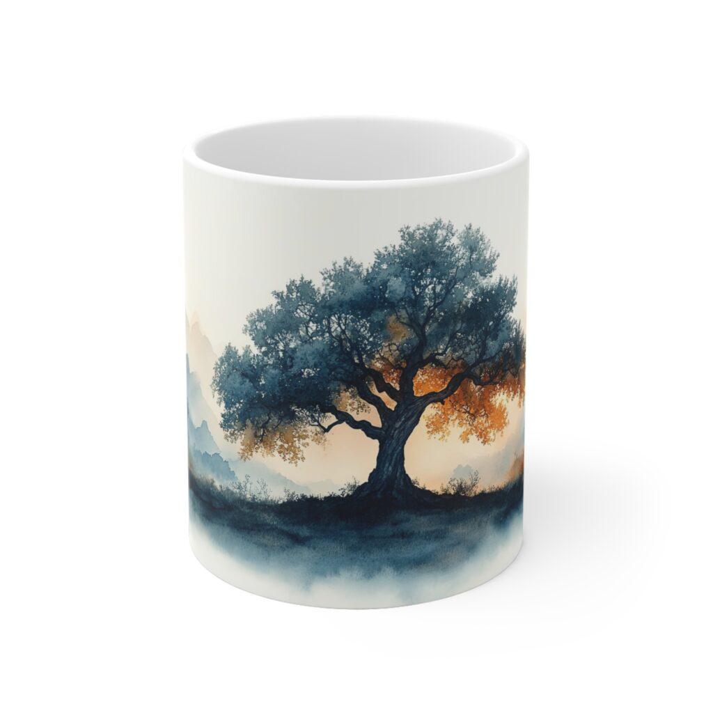 Alte Eiche Kaffeetasse mit Eichenbaum-Motiv &ndash; Ideal f&uuml;r Naturliebhaber, sp&uuml;lmaschinenfest und mikrowellengeeignet