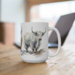 Longhorn Aquarell Tasse – Tierliebhaber Becher mit majestätischem Bergtier Design für Naturenthusiasten