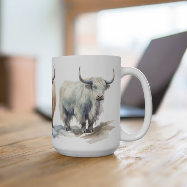 Longhorn Aquarell Tasse – Tierliebhaber Becher mit majestätischem Bergtier Design für Naturenthusiasten