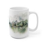 Aquarell Tasse mit Berg- und Seelandschaft - Perfektes Geschenk für Kaffeeliebhaber