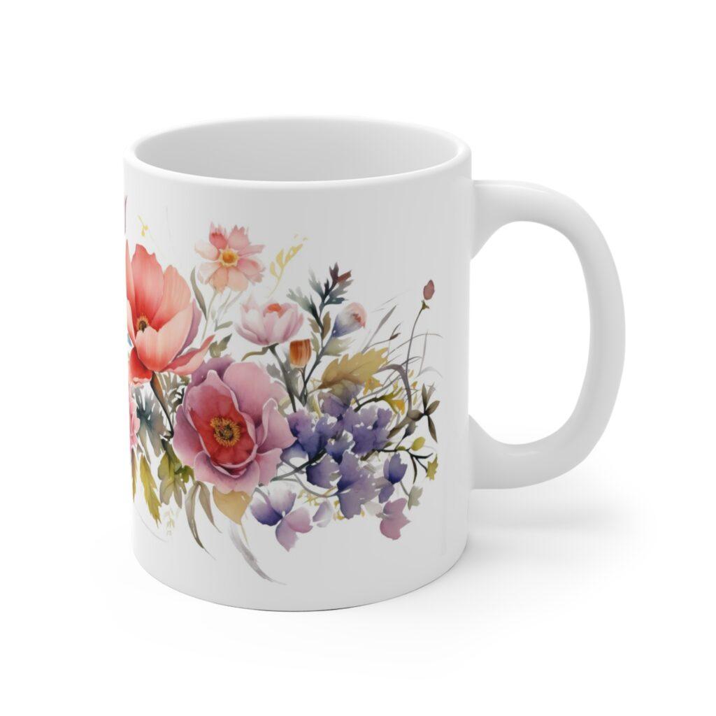 Aquarell Mohnblumen Keramiktasse &ndash; Stilvolle Tasse f&uuml;r Blumenliebhaber