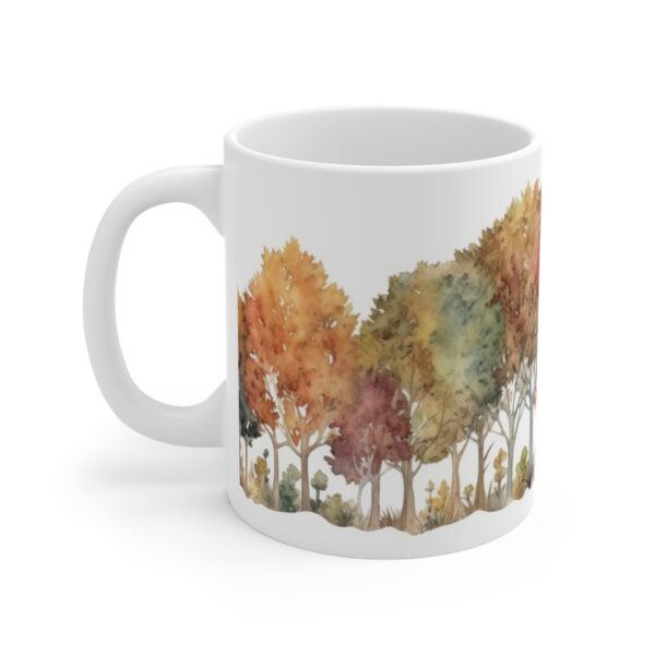 Herbstliche Laubbaum Tasse aus Keramik - Aquarell Design in Naturfarben