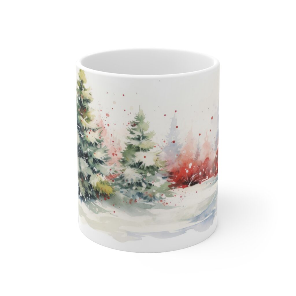 Weihnachtstasse mit Aquarell-Motiv - Festliche Keramikbecher f&uuml;r besondere Geschenke und saisonale Freude