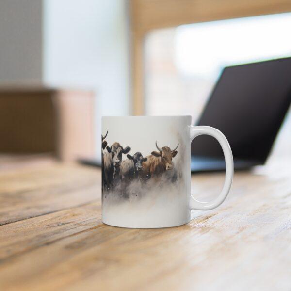 Weiße Keramiktasse mit Rinder-Motiv im Aquarell-Stil - Perfektes Geschenk für Landwirte und Tierliebhaber