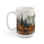 Aquarell Elch Tasse im Yukon – Naturmotiv Kaffeetasse für Tierliebhaber