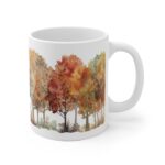 Herbstliche Laubbaum Tasse aus Keramik - Aquarell Design in Naturfarben