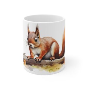 Eichhörnchen Aquarell Tasse – Verspielte Waldtier Tasse für Naturfreunde und Tierliebhaber