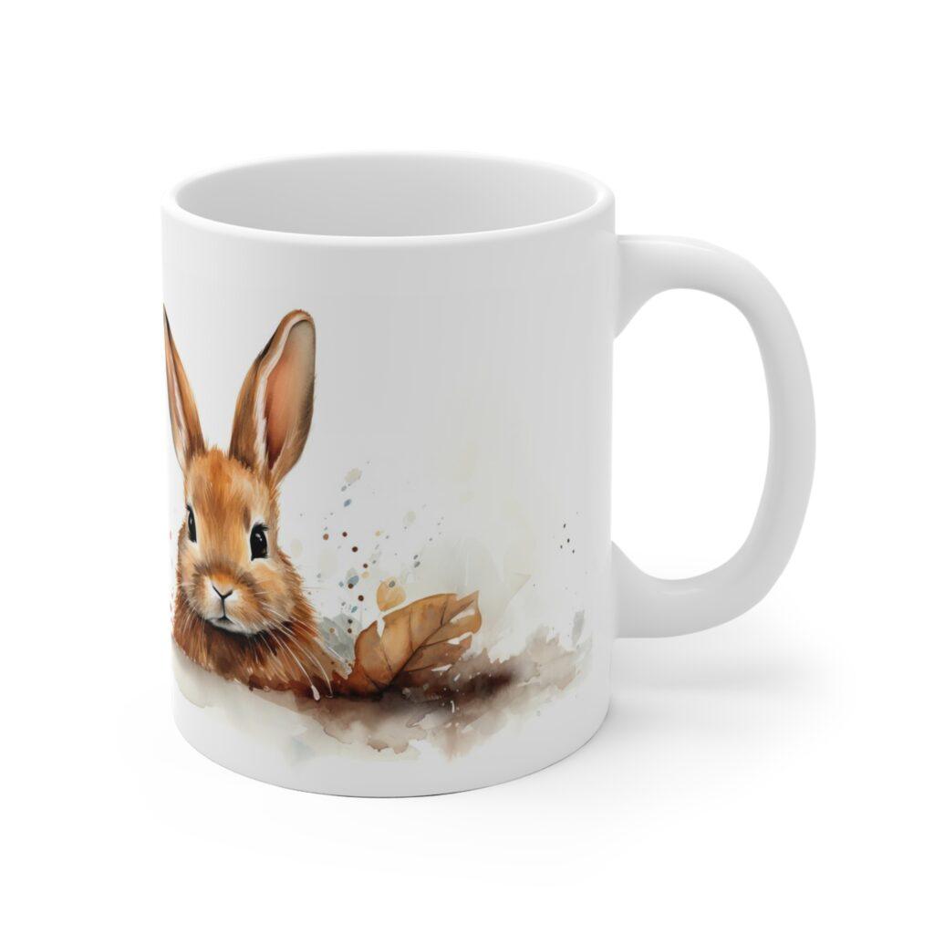 Kreative Aquarell-Kaffeetasse mit Kaninchenmotiv &ndash; Ideal f&uuml;r Tierliebhaber als Geschenk
