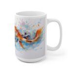 Weiße Kaffeetasse mit Aquarell Koi Fisch | Ideal für Koi-Karpfen und Fischliebhaber Geschenke