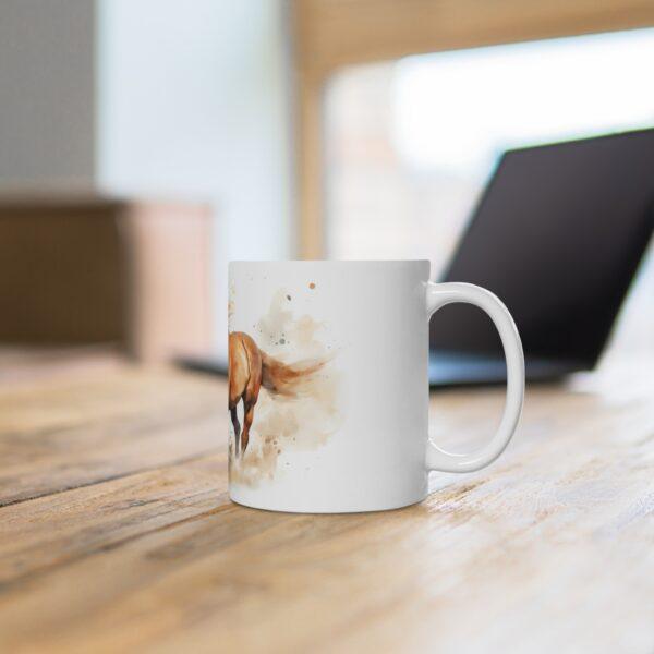 Weiße Aquarell Pferde Tasse - Kreatives Geschenk für Pferdefans