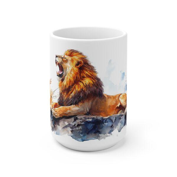 Brüllender Löwe Aquarell Tasse - Kaffeetasse für Tier- und Naturliebhaber