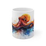 Octopus Aquarell Tasse - Becher im Unterwasserwelt Design für Meeresbiologen und Ozeanliebhaber