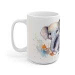 Weiße Keramiktasse mit Elefantenkindern im Aquarellstil – Perfektes Geschenk für Tierliebhaber und Kinder