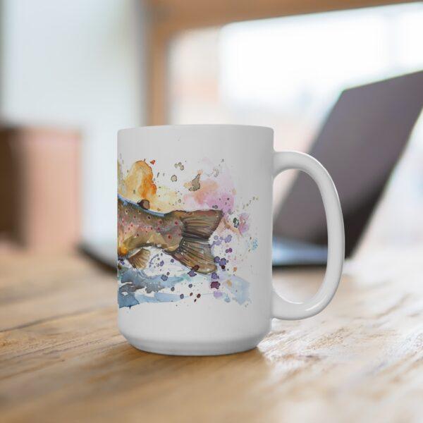 Forelle Aquarell Tasse – Becher mit lebendigem Fischmotiv für Angler und Naturfreunde