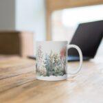 Aquarell Tasse mit Laubbäumen – Ideal als Geschenk für Natur-Liebhaber