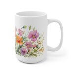 Weiße Keramik Tasse mit Mohnblumen - Aquarell Design für Blumenliebhaber