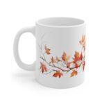 Herbstliche Ahornzweig Tasse – Aquarell Keramikbecher für Kaffee und Tee – Ideal für Herbstliebhaber