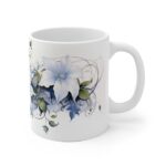 Aquarell Mondblumen Tasse - Weiße Keramiktasse für Blumenliebhaber und Naturfreunde