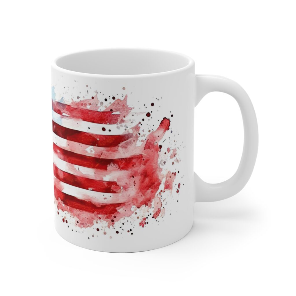 US-Flagge Aquarell Tasse - Becher mit Amerikanischem Symbol f&uuml;r Patriotische USA-Liebhaber