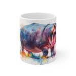 Aquarell Nilpferd Keramikbecher - Handgemachte Tasse für Tierliebhaber