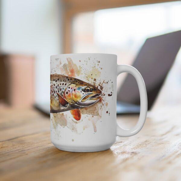 Aquarell Tasse mit Forellenmotiv - Idealer Becher für Angler und Naturfreunde