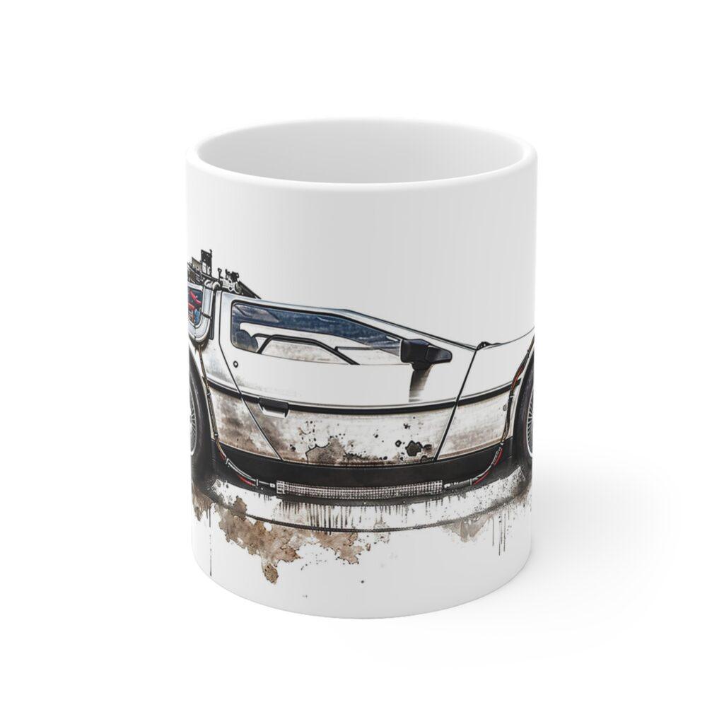 DeLorean Aquarell Tasse - Cooles Design f&uuml;r Filmfans und Sci-Fi-Liebhaber