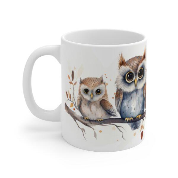 Kinderfreundliche Aquarell Eulen Tasse - Bunter Becher für Naturfreunde