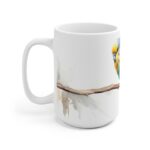 Weiße Kaffee Tasse mit Wellensittich Print | Ideal für Vogelliebhaber und Tierfreunde