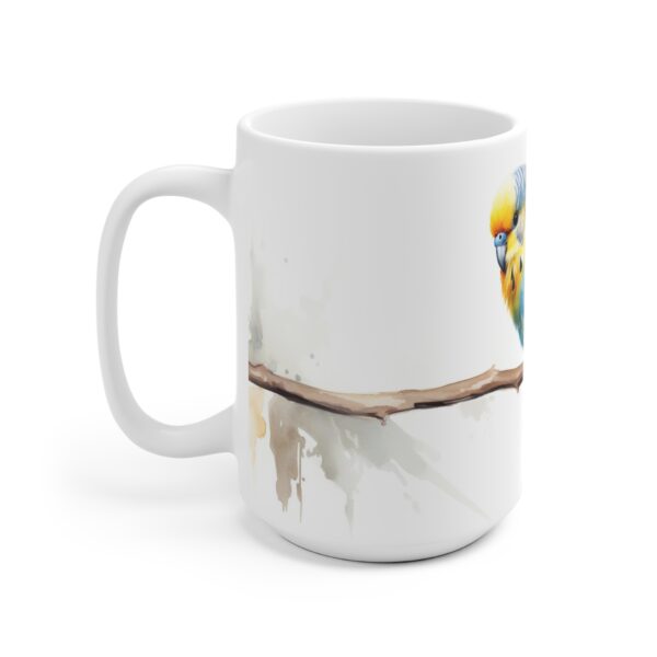 Weiße Kaffee Tasse mit Wellensittich Print | Ideal für Vogelliebhaber und Tierfreunde