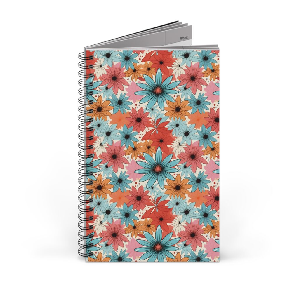 Buntes Blumenmuster Notizbuch - Aquarell Design f&uuml;r kreative Ideen