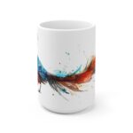 Weißer Keramikbecher mit Lyrebird Aquarellmotiv - Ideal für Kaffeeliebhaber