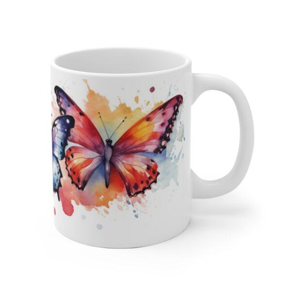 Bunte Schmetterlinge Aquarell Tasse - Farbenfroher Becher für Natur- und Schmetterlingsliebhaber