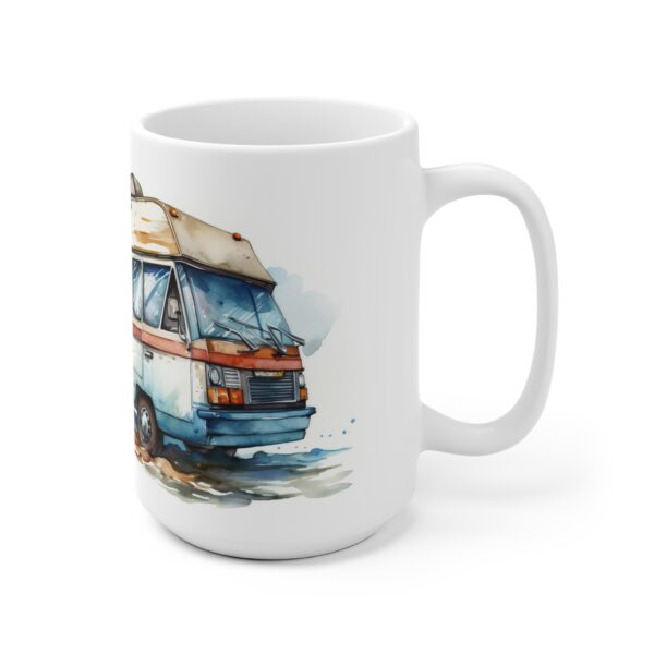 Camping Tasse im Aquarell-Stil – Weiße Keramiktasse für Wohnmobil Liebhaber